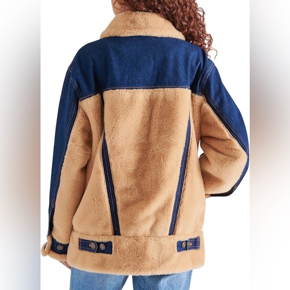 Steve Madden Winona Denim Jacket Faux Fur Blue XS New - Picture 8 of 8